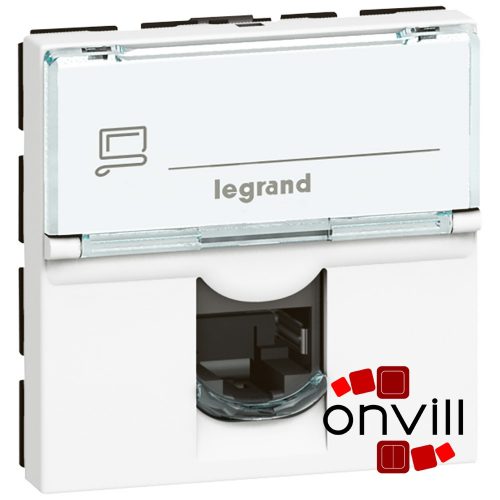 Legrand 076592, Program Mosaic Rj 45 Informatikai Csatlakozóaljzat, 1 X Rj 45 Árnyékolt (FTP) Cat.6, 2 Modul Széles, 90°-ban Elforgatott, Energiaoszlophoz, Fehér