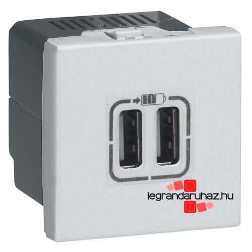 Legrand 278594L, Program Mosaic Kettős USB Töltő Aljzat, 2400 Ma, 2 Modulos, Fehér 