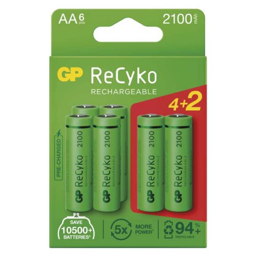 EMOS B2121V, GP ReCyko NiMH Akkumulátor HR6 (AA) 2100mAh 6db