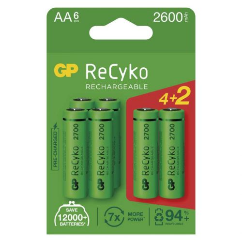 EMOS B2127V, GP ReCyko NiMH Akkumulátor HR6 (AA) 2700mAh 4+2db