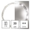 EMOS D3AC07, LED karácsonyi nano fényfüzér, 1,9 m, 2x AA, beltéri, hideg fehér, időzítő