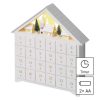 EMOS DCWW02, LED adventi naptár, fa, 35x33 cm, 2x AA, beltéri, meleg fehér, időzítő