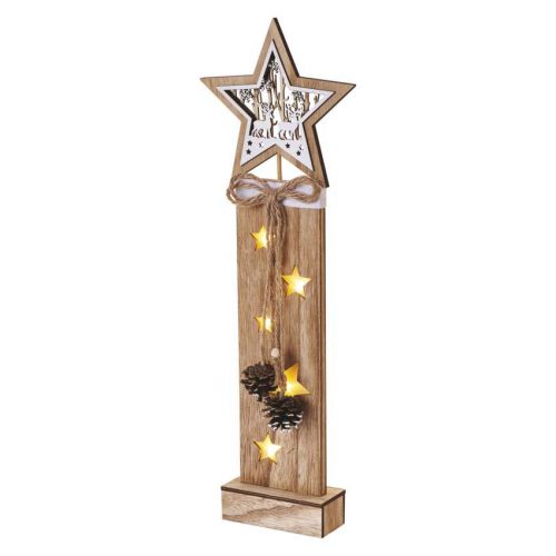 EMOS DCWW10, LED dekoráció, fa – csillagok, 48 cm, 2x AA, beltéri, meleg fehér, időzítő