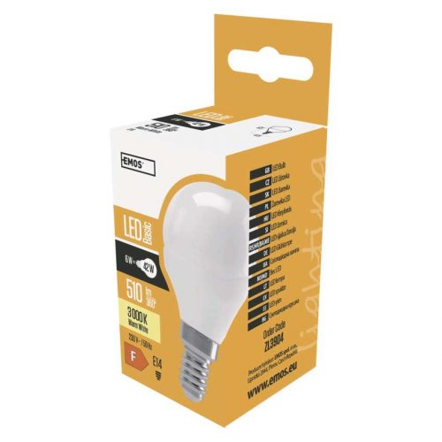 EMOS ZL3904, LED izzó Basic Mini Globe / E14 / 6 W (42 W) / 510 lm / meleg fehér