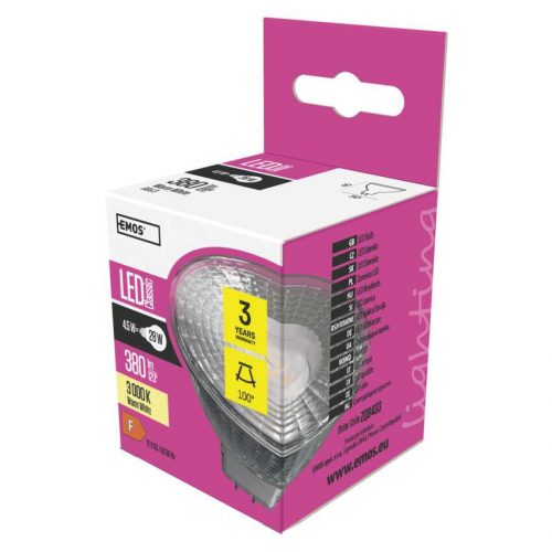 EMOS ZQ8433, LED izzó Classic MR16 / GU5,3 / 4,5 W (28 W) / 380 lm / meleg fehér