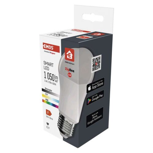 EMOS ZQZ515R, LED izzó GoSmart A60 / E27 / 11 W (75 W) / 1 050 lm / RGB / dimmelhető / Zigbee